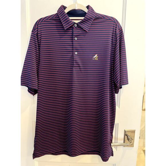 Daniel Ross Red Navy Striped Golf Polo Shirt Men's Size Medium M - Picture 1 of 5